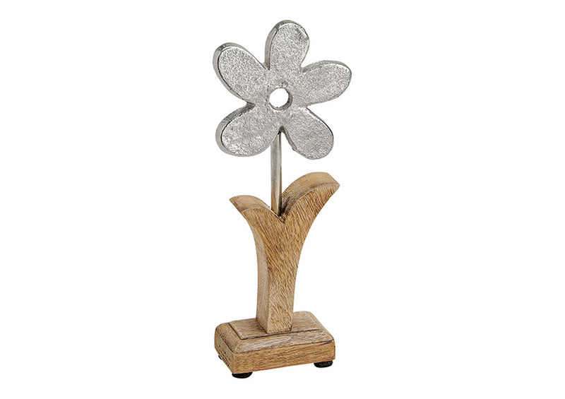 Blume Metall/Mango Holz (B/H/T) 6x22x4cm