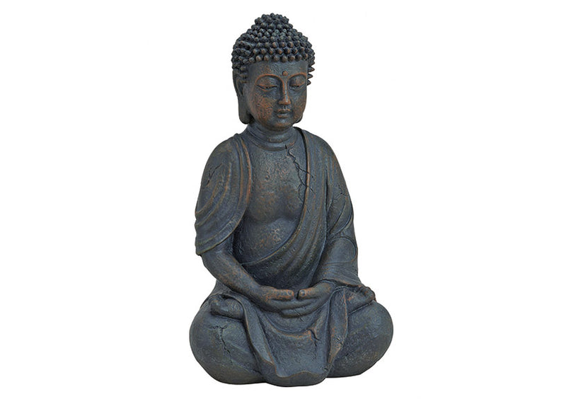 Buddha sitzend in braun aus Poly, 25 cm