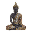 Buddha in schwarz/gold aus Poly, B21 x T12 x H27 cm