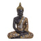 Buddha in schwarz/gold aus Poly, B21 x T12 x H27 cm