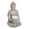 Buddha mit Teelichthalter in grau aus Poly, B9 x T8 x H14 cm