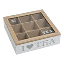 Teebox für Beutel, 9 Fächer, I Love Tea 24x7x24cm