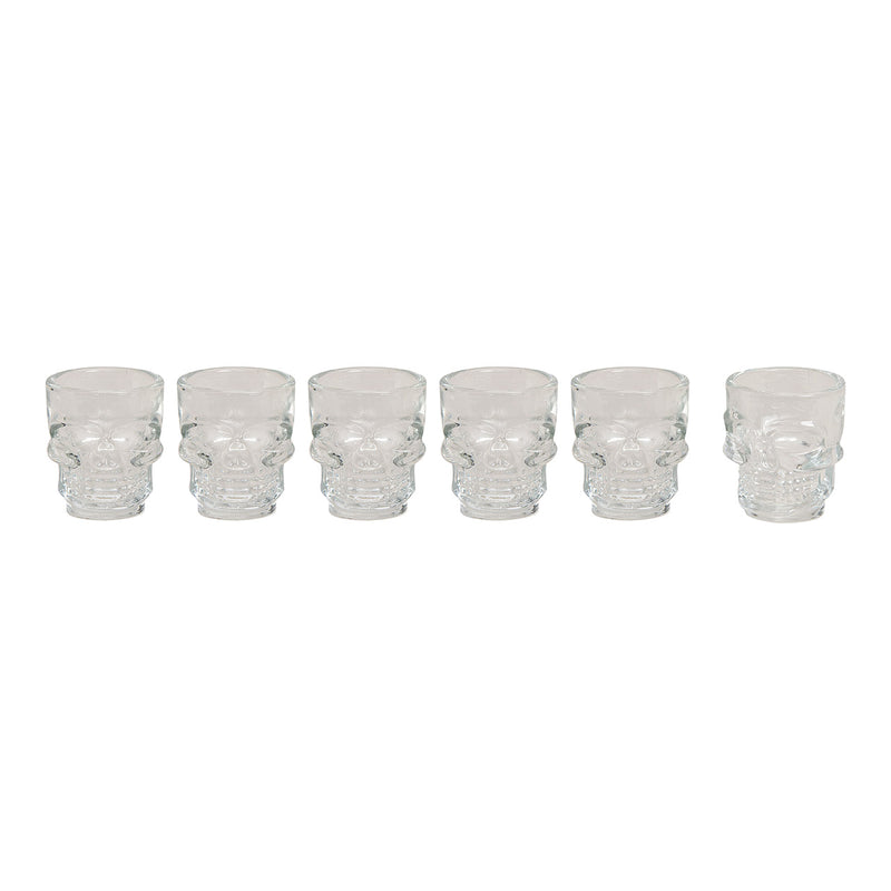 Shot Glas 6er Set Totenkopf aus Glas, B5 x T4 x H6 cm