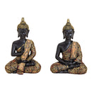 Buddha in schwarz/gold aus Poly, 2-fach sortiert, B10 x T5 x H15 cm