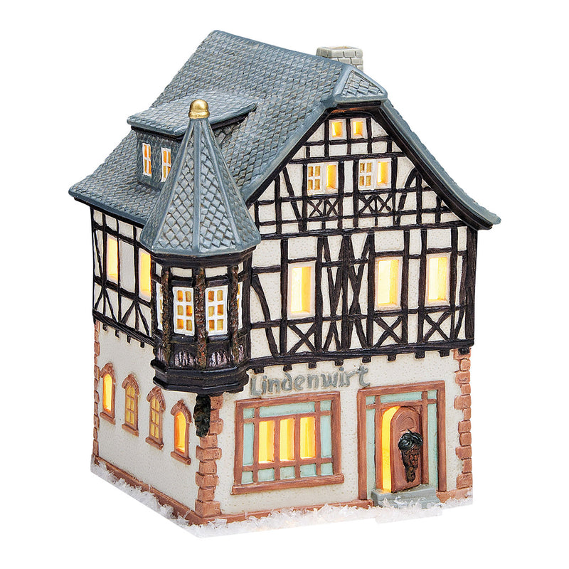 Lichthaus Lindenwirt Rüdesheim aus Porzellan Beige, grau (B/H/T) 14x18x14cm