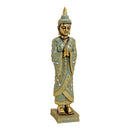 Buddha stehend auf Sockel aus Poly Gold (B/H/T) 13x55x13cm