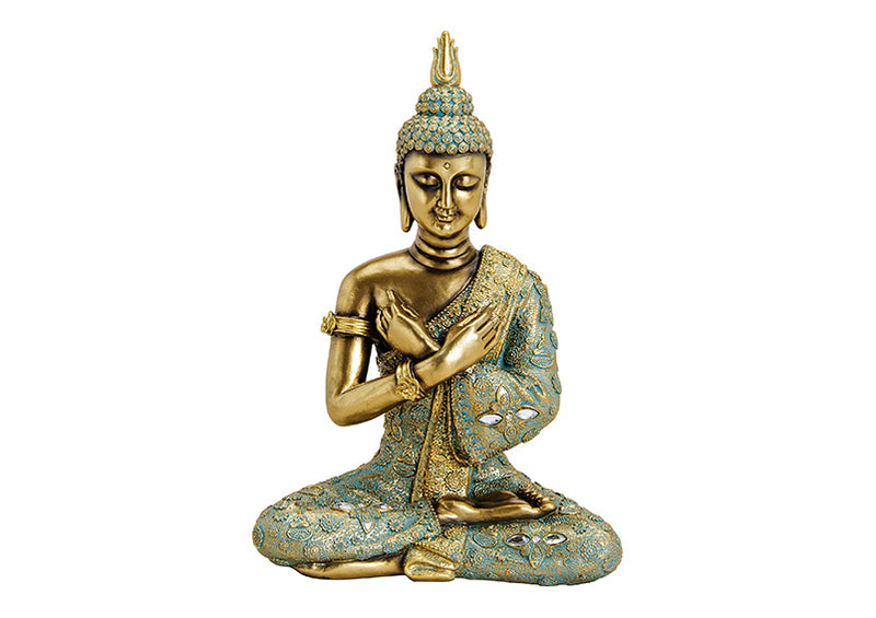 Buddha sitzend  aus Poly Gold (B/H/T) 23x33x14cm