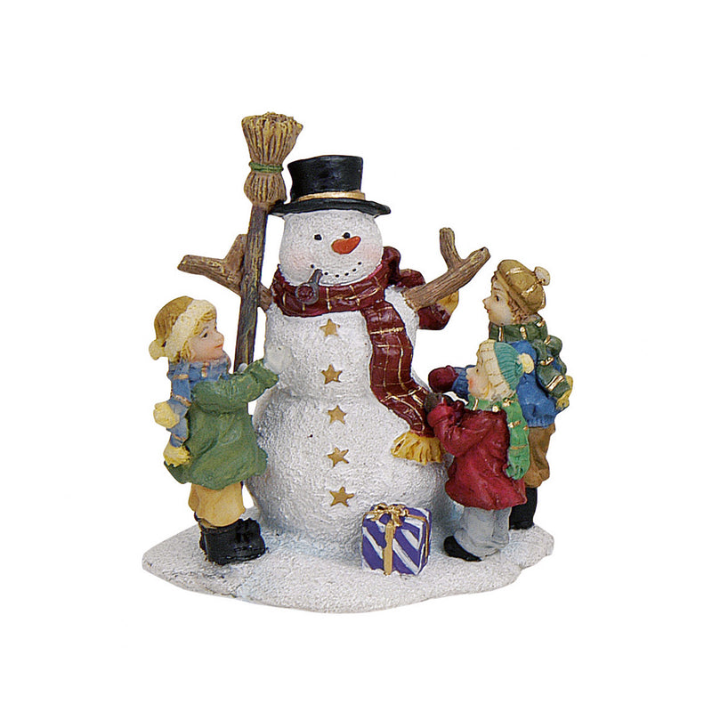 Miniatur-Weihnachtsfiguren, Kinder mit Schneemann, 6 cm