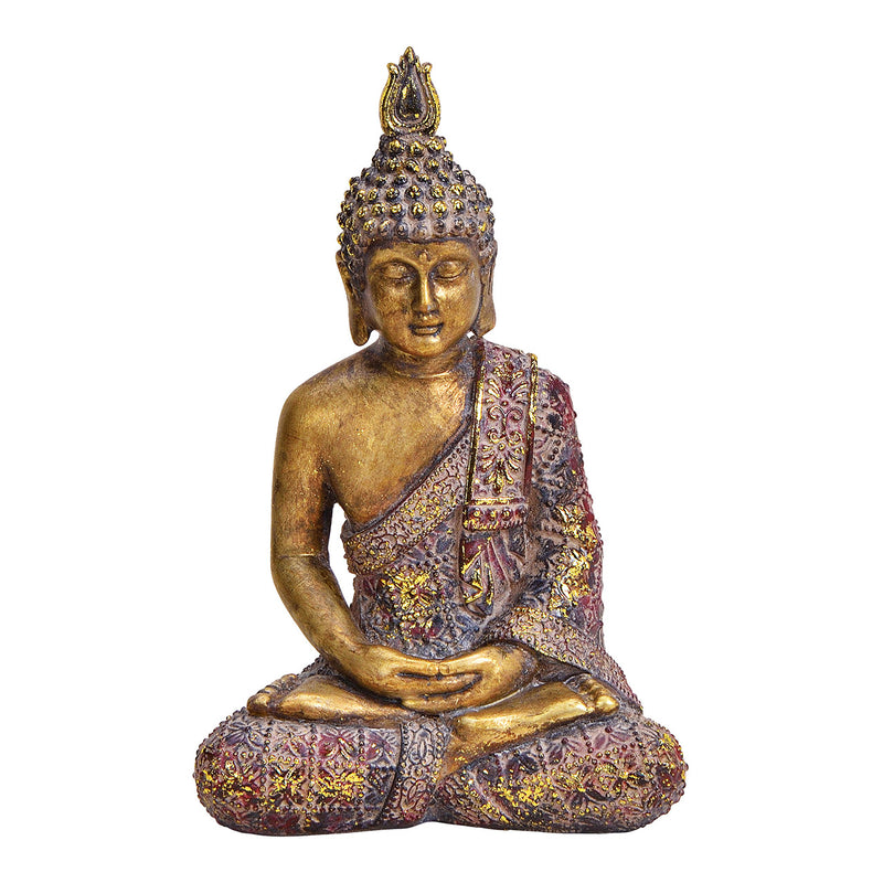 Buddha aus Poly Bunt, gold Glitter (B/H/T) 13x20x8cm