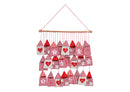 Adventskalender Haus Tasche 9x15cm aus Textil, Holz, Rot (B/H/T) 52x54x2cm