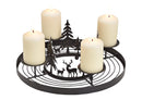 Adventskranz Winterwald Dekor aus Metall Schwarz (B/H/T) 30x13x30cm