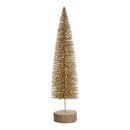 Tannenbaum auf Baumstamm mit Glitter aus Kunststoff Gold (B/H/T) 10x34x10cm