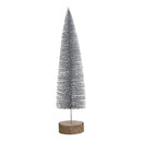 Tannenbaum auf Baumstamm mit Glitter aus Kunststoff Silber (B/H/T) 10x34x10cm