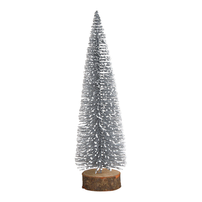 Tannenbaum auf Baumstamm mit Glitter aus Kunststoff Silber (B/H/T) 7x25x7cm