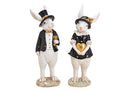 Hase Mann und Frau aus Poly Schwarz 2-fach, (B/H/T) 10x12x32cm