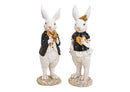 Hase Mann und Frau aus Poly Weiß/Schwarz 2-fach, (B/H/T) 7x22x7cm