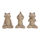 Yoga Frosch aus Ton Braun 3-fach, (B/H/T) 20x29x13cm