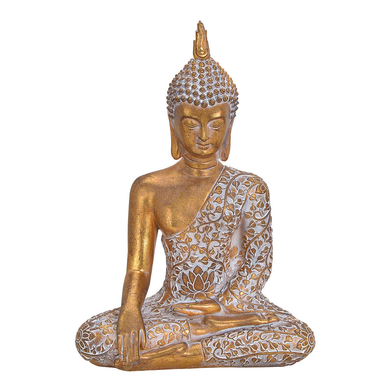 Buddha  aus Poly Gold (B/H/T) 17x24x11cm