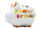 Spardose KCG Kleinschwein, Happy Birthday, aus Keramik (B/H/T) 12,5x9x9cm