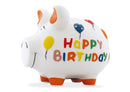 Spardose KCG Mittelschwein, Happy Birthday Mittel, aus Keramik (B/H/T) 17x15x15 cm