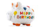 Spardose KCG Mittelschwein, Happy Birthday Mittel, aus Keramik (B/H/T) 17x15x15 cm