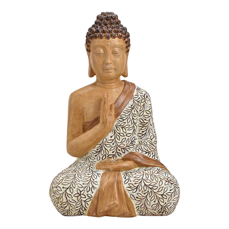 Buddha sitzend aus Poly Beige (B/H/T) 32x25x48cm