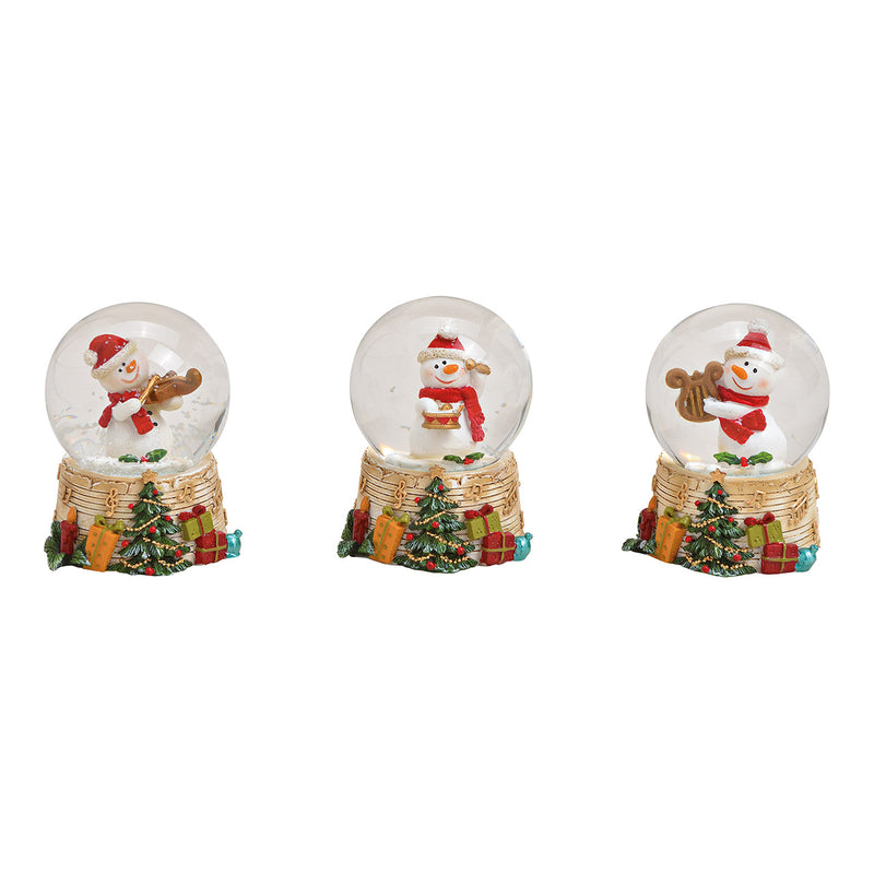 Schneekugel Schneemann mit Instrumente aus Poly, Glas Bunt 3-fach, (B/H/T) 5x6x5cm