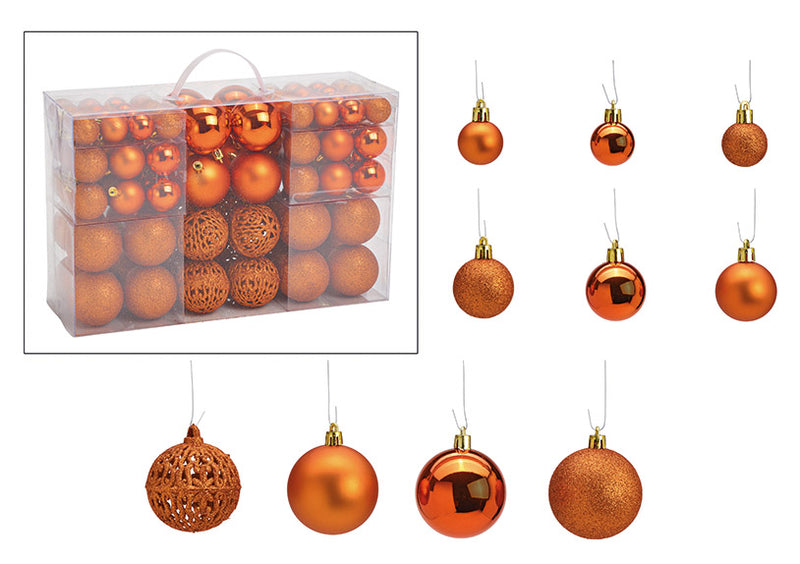 Weihnachtskugel-Set aus Kunststoff Kupfer 100er Set, (B/H/T) 35x23x12cm Ø3/4/6cm