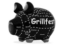 Spardose KCG Mittelschwein Grillfest aus Keramik Schwarz (B/H/T) 17x15x15cm