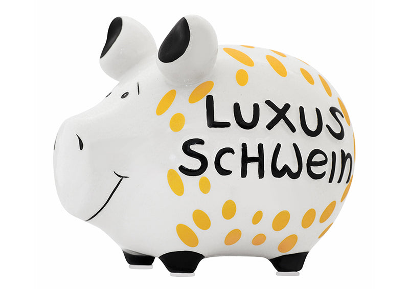 Spardose KCG Kleinschwein, Luxusschwein Gold-Edition, aus Keramik, Art. 101667 (B/H/T) 12,5x9x9cm