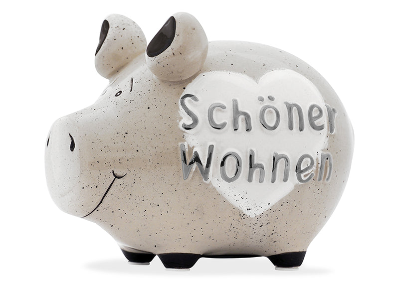 Spardose KCG Kleinschwein, Schöner Wohnen Silber Edition, aus Keramik, Art. 101655 (B/H/T) 12,5x9x9cm