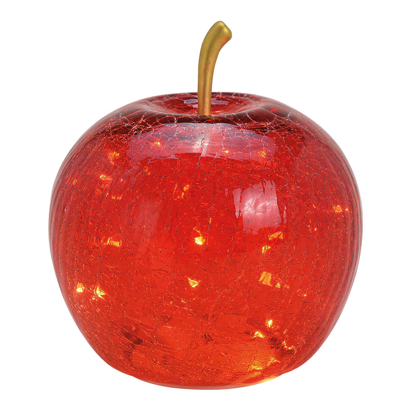 Apfel mit 20er LED mit Timer aus Glas Rot (B/H/T) 16x17x16cm