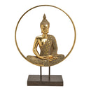 Aufsteller Buddha im Kreis  aus Poly, Metall Gold (B/H/T) 49x65x17cm