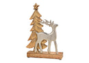 Aufsteller Tannenbaum mit Metall Hirsch aus Holz Braun (B/H/T) 20x30x6cm