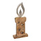 Aufsteller Kerze mit Metall Flamme aus Holz Braun (B/H/T) 16x37x5cm