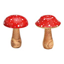 Pilz aus Mangoholz  Rot 2-fach, (B/H/T) 6x13x6cm