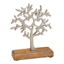 Aufsteller Baum aus Mangoholz, Metall Silber (B/H/T) 15x20x5cm