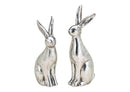 Hase aus Keramik Silber 2-fach, (B/H/T) 9x38x15cm 9x32x15cm