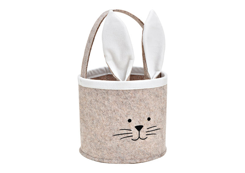 Korb Hase mit Henkel aus Filz Beige (B/H/T) 16x28x16cm