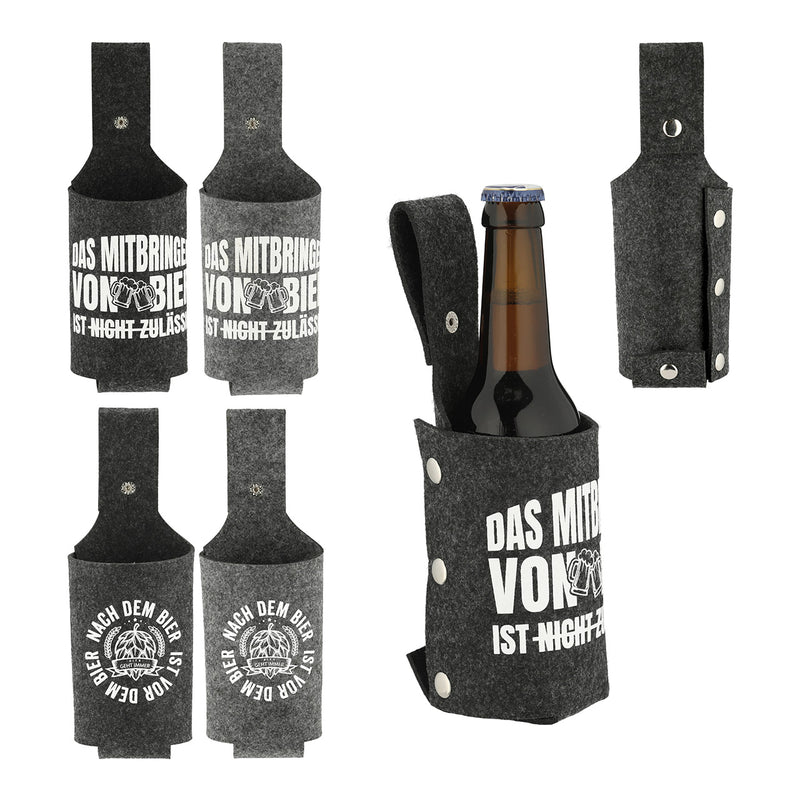 Bierholster Filz mit Sprüchen aus Filz Grau 4-fach, (B/H/T) 24x8x1cm