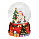 Spieluhr, Schneekugel Nikolaus mit Hund aus Poly, Glas Bunt (B/H/T) 10x14x10cm