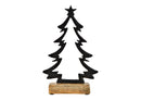 Aufsteller Tannenbaum auf Mangoholz Sockel aus Metall Schwarz (B/H/T) 17x27x5cm