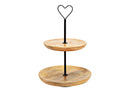 Etagere 2er aus Mangoholz, Metall Natur (H) 37cm Ø25cm/20cm