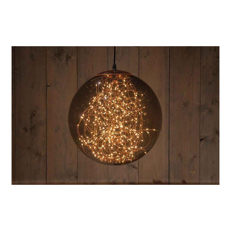 Lichtkugel Ball Smokey 37cm/300led Classic Warm 5m Zuleitung - Ip44 Transfo An/ 8/16s Timer / Aus / Dimmer