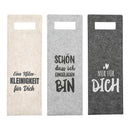 Flaschentasche mit Wein Spruch,  aus Filz Grau, Beige 3-fach, (B/H) 14x41cm