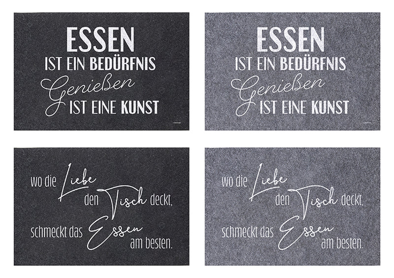 Tischset mit Spruch aus Filz Grau 4-fach, (B/H) 45x30cm