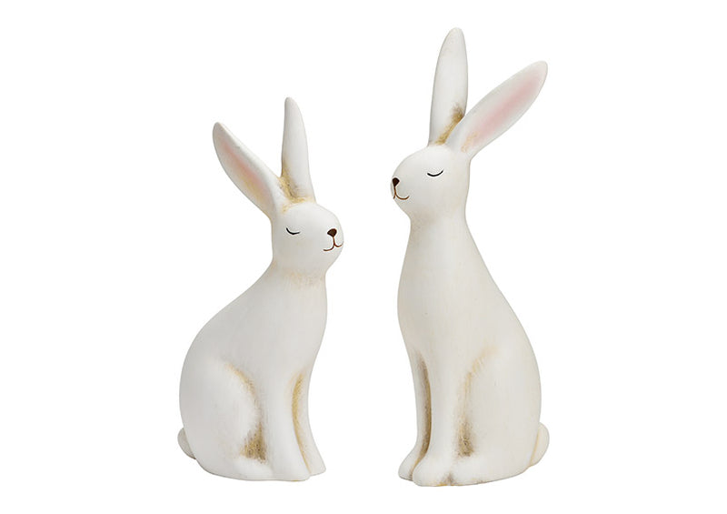 Hase aus Keramik Weiß 2-fach, (B/H/T) 8x28x12cm 8x24x14cm