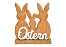 Aufsteller Hase mit Schriftzug Ostern aus Mangoholz natur, weiß (B/H/T) 21x22x5cm