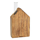 Aufsteller Haus mit Glas Vase aus Mangoholz natur (B/H/T) 9x18x3cm