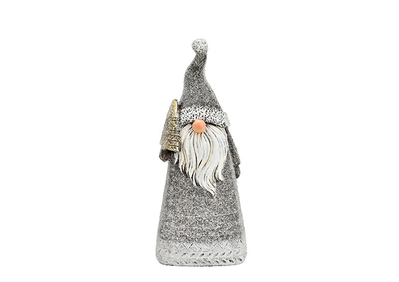 Nikolaus mit Glitter aus Poly grau (B/H/T) 6x16x5cm